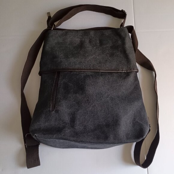 DXYIZU Convertible Dark Gray Canvas Crossbody Tote Backpack Bag - Picture 3 of 12